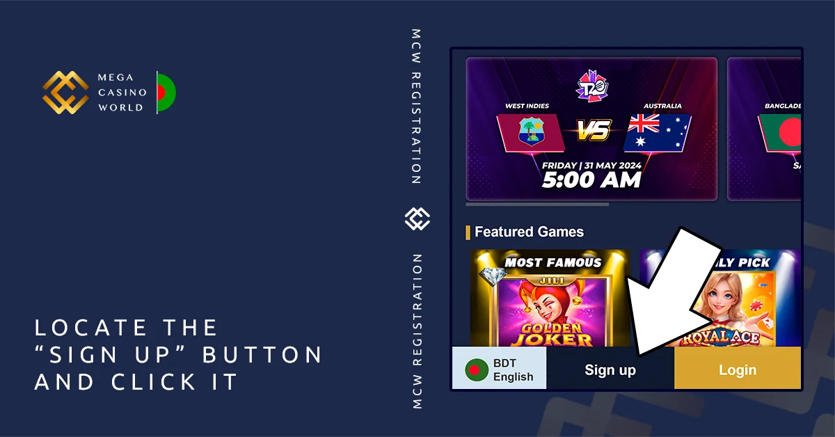 Press 'Sign Up' Button at the bottom of the website - MCW