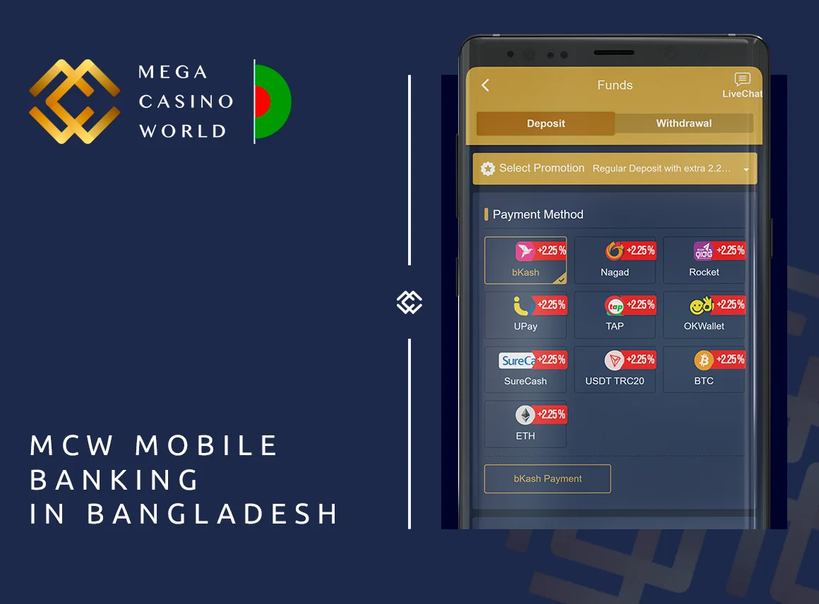 MCW Mobile Banking as Convenient as Desktop version and provide most convenient payment methods for Bangladesh Players