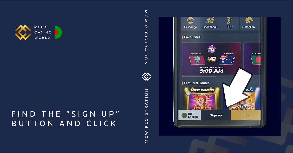 Click 'Sign up' button at the bottom of the screen - MCW